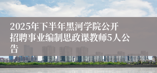 2025年下半年黑河学院公开招聘事业编制思政课教师5人公告