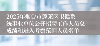 2025年烟台市蓬莱区卫健系统事业单位公开招聘工作人员总成绩和进入考察范围人员名单