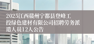 2025江西赣州宁都县登峰工投绿色建材有限公司招聘劳务派遣人员12人公告