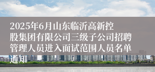 2025年6月山东临沂高新控股集团有限公司三级子公司招聘管理人员进入面试范围人员名单通知