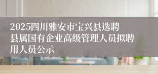 2025四川雅安市宝兴县选聘县属国有企业高级管理人员拟聘用人员公示