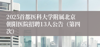 2025首都医科大学附属北京朝阳医院招聘13人公告（第四次）
