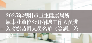 2025年海阳市卫生健康局所属事业单位公开招聘工作人员进入考察范围人员名单（等额、差额）