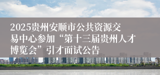 2025贵州安顺市公共资源交易中心参加“第十三届贵州人才博览会”引才面试公告