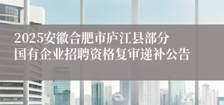 2025安徽合肥市庐江县部分国有企业招聘资格复审递补公告
