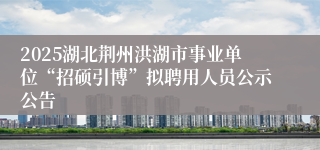 2025湖北荆州洪湖市事业单位“招硕引博”拟聘用人员公示公告