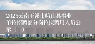 2025云南玉溪市峨山县事业单位招聘部分岗位拟聘用人员公示（一）