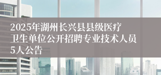 2025年湖州长兴县县级医疗卫生单位公开招聘专业技术人员5人公告