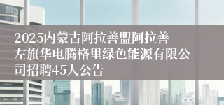 2025内蒙古阿拉善盟阿拉善左旗华电腾格里绿色能源有限公司招聘45人公告