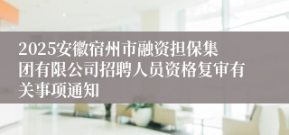 2025安徽宿州市融资担保集团有限公司招聘人员资格复审有关事项通知