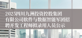 2025四川九洲投资控股集团有限公司软件与数据智能军团招聘开发工程师拟录用人员公示