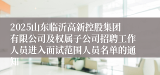 2025山东临沂高新控股集团有限公司及权属子公司招聘工作人员进入面试范围人员名单的通知