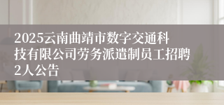 2025云南曲靖市数字交通科技有限公司劳务派遣制员工招聘2人公告
