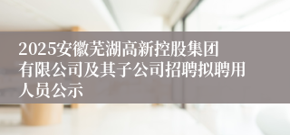 2025安徽芜湖高新控股集团有限公司及其子公司招聘拟聘用人员公示