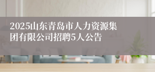 2025山东青岛市人力资源集团有限公司招聘5人公告