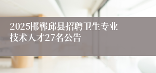 2025邯郸邱县招聘卫生专业技术人才27名公告