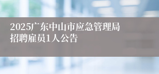 2025广东中山市应急管理局招聘雇员1人公告