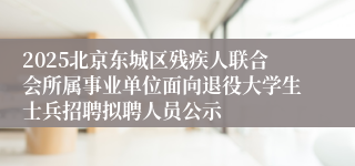 2025北京东城区残疾人联合会所属事业单位面向退役大学生士兵招聘拟聘人员公示