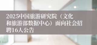 2025中国旅游研究院（文化和旅游部数据中心）面向社会招聘16人公告