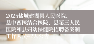 2025盐城建湖县人民医院、县中西医结合医院、县第三人民医院和县妇幼保健院招聘备案制工作人员42人公告