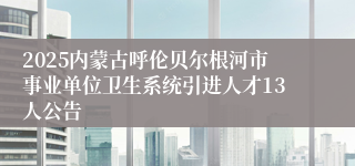 2025内蒙古呼伦贝尔根河市事业单位卫生系统引进人才13人公告
