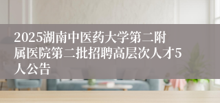 2025湖南中医药大学第二附属医院第二批招聘高层次人才5人公告