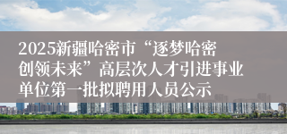 2025新疆哈密市“逐梦哈密创领未来”高层次人才引进事业单位第一批拟聘用人员公示