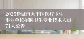 2025盐城市大丰区医疗卫生事业单位招聘卫生专业技术人员71人公告