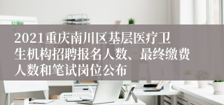 2021重庆南川区基层医疗卫生机构招聘报名人数、最终缴费人数和笔试岗位公布