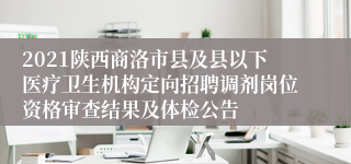 2021陕西商洛市县及县以下医疗卫生机构定向招聘调剂岗位资格审查结果及体检公告