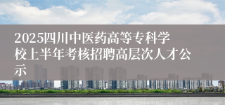 2025四川中医药高等专科学校上半年考核招聘高层次人才公示