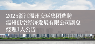 2025浙江温州交运集团选聘温州低空经济发展有限公司副总经理1人公告
