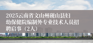 2025云南省文山州砚山县妇幼保健院编制外专业技术人员招聘启事（2人）