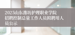 2025山东潍坊护理职业学院招聘控制总量工作人员拟聘用人员公示