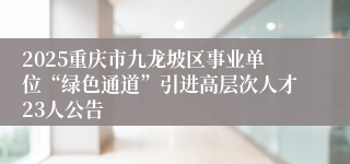 2025重庆市九龙坡区事业单位“绿色通道”引进高层次人才23人公告