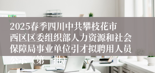 2025春季四川中共攀枝花市西区区委组织部人力资源和社会保障局事业单位引才拟聘用人员公示（第一批）