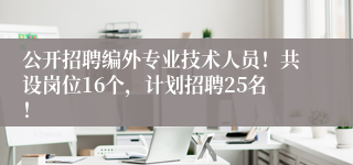 公开招聘编外专业技术人员！共设岗位16个，计划招聘25名！