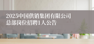 2025中国供销集团有限公司总部岗位招聘1人公告