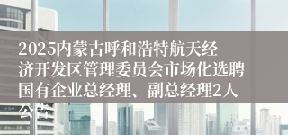 2025内蒙古呼和浩特航天经济开发区管理委员会市场化选聘国有企业总经理、副总经理2人公告