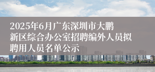 2025年6月广东深圳市大鹏新区综合办公室招聘编外人员拟聘用人员名单公示