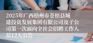 2025年广西梧州市苍梧县城建投资发展集团有限公司及子公司第一次面向全社会招聘工作人员12人公告