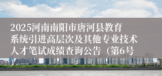 2025河南南阳市唐河县教育系统引进高层次及其他专业技术人才笔试成绩查询公告（第6号）