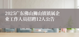 2025广东佛山狮山镇镇属企业工作人员招聘12人公告