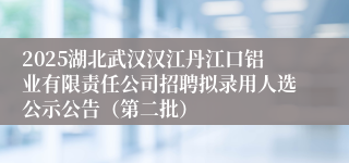 2025湖北武汉汉江丹江口铝业有限责任公司招聘拟录用人选公示公告（第二批）