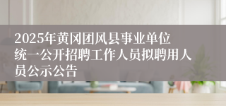 2025年黄冈团风县事业单位统一公开招聘工作人员拟聘用人员公示公告