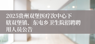 2025贵州双堡医疗次中心下辖双堡镇、东屯乡卫生院招聘聘用人员公告