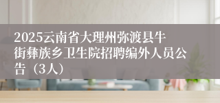 2025云南省大理州弥渡县牛街彝族乡卫生院招聘编外人员公告（3人）