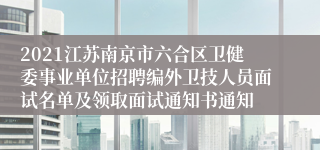 2021江苏南京市六合区卫健委事业单位招聘编外卫技人员面试名单及领取面试通知书通知