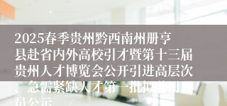 2025春季贵州黔西南州册亨县赴省内外高校引才暨第十三届贵州人才博览会公开引进高层次、急需紧缺人才第一批拟聘用人员公示