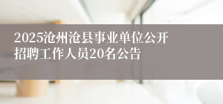 2025沧州沧县事业单位公开招聘工作人员20名公告